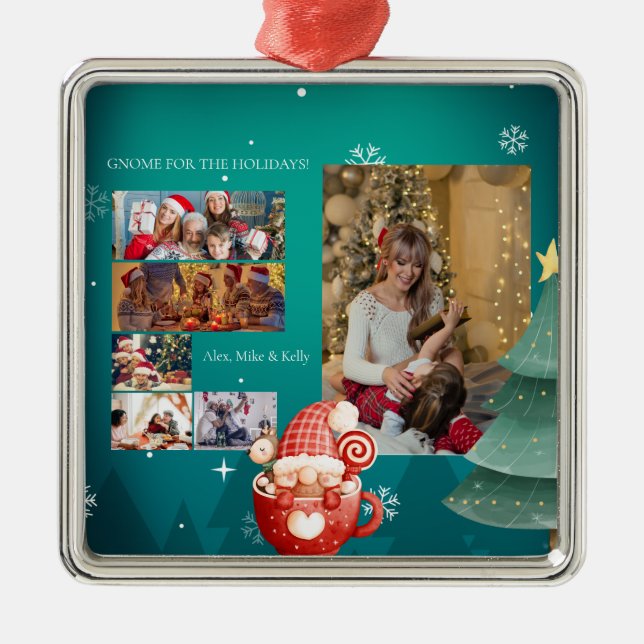 Skandinaviska vattenfärgsjulgransknomer Foto Julgransprydnad Metall (Framsidan)