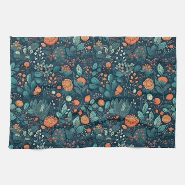 Skandinaviska växter och blommor kökshandduk (Horisontell)