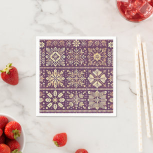 Skandinaviska vintern Lila och Guld Decoupage Pappersservett