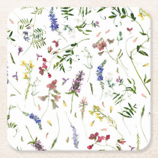 Skandinaviska Wildblommor Meadow Underlägg Papper Kvadrat