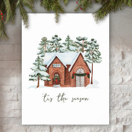 Skandinaviska Winter Gräs Forest Farm House Helgda Poster