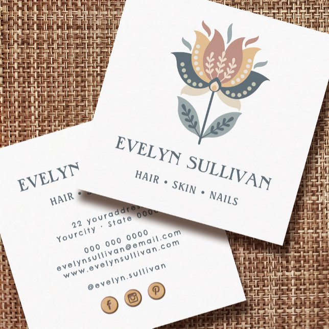 skandinaviskt affärskort av konstblommor fyrkantigt visitkort (Skapare uppladdad)