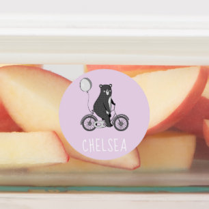 Skandinaviskt björn på Bike Minimalist Lila-etiket Klistermärke