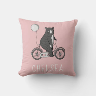 Skandinaviskt björn på Rosa av minimalistisk bike Kudde