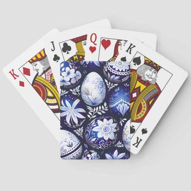 Skandinaviskt Blått Påskägg Vårblomma Casinokort (Baksidan)