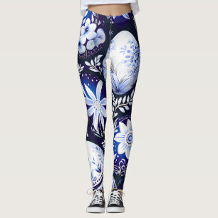 Skandinaviskt Blått Påskägg Vårblomma Leggings