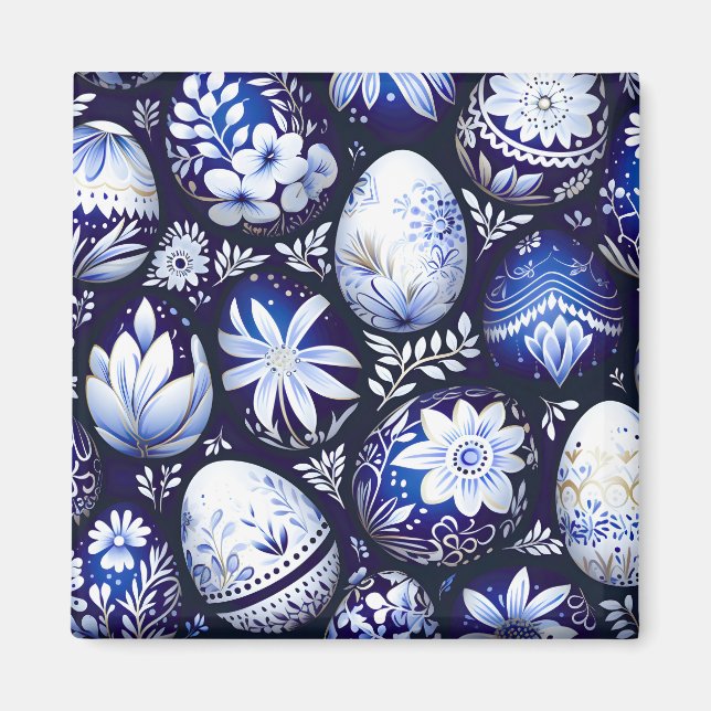 Skandinaviskt Blått Påskägg Vårblomma Magnet (Framsidan)