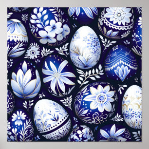 Skandinaviskt Blått Påskägg Vårblomma Poster