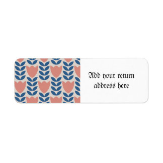 Skandinaviskt blommönster,stil,mittpunkt returadress etikett