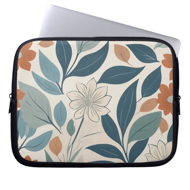Skandinaviskt botaniskt mönster laptop fodral (Framsidan)
