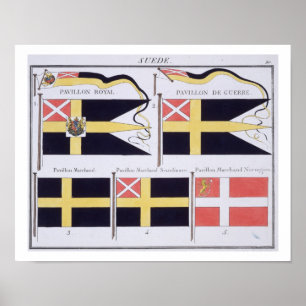 Skandinaviskt Flaggor, från Fransken bok i Flaggor Poster