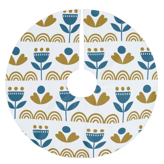 Skandinaviskt folkkonst, färglöst mönster. julgransmatta borstad polyester (Framsidan)