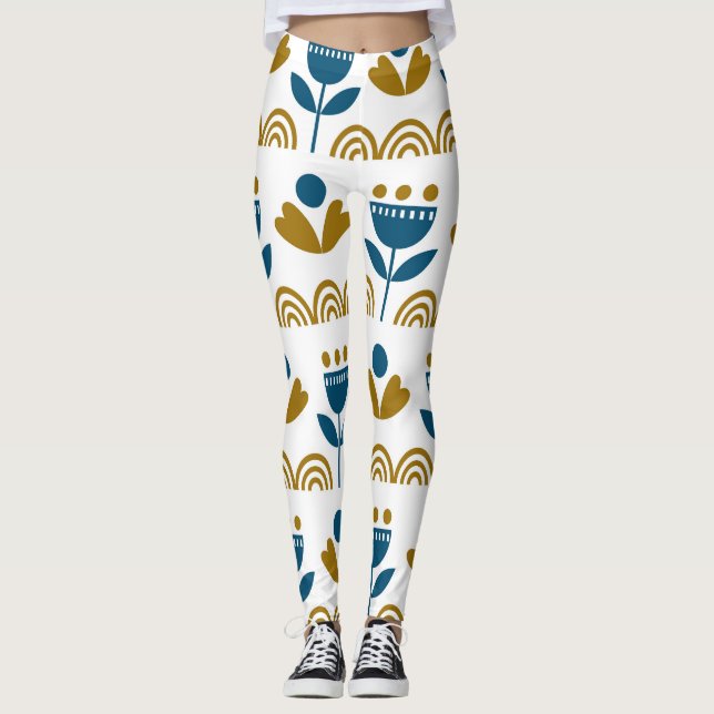 Skandinaviskt folkkonst, färglöst mönster. leggings (Framsida)