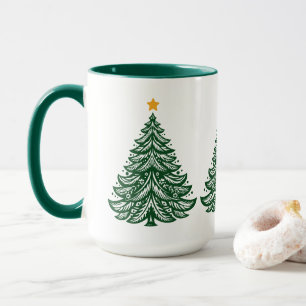 Skandinaviskt folkkonst Grönt Julgran-kaffe Mugg