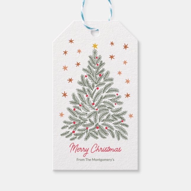 Skandinaviskt folkkonst Julgran eget namn Presentetikett (Framsidan)