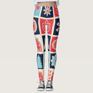 Skandinaviskt folkkonst: vintagens blommigt. leggings