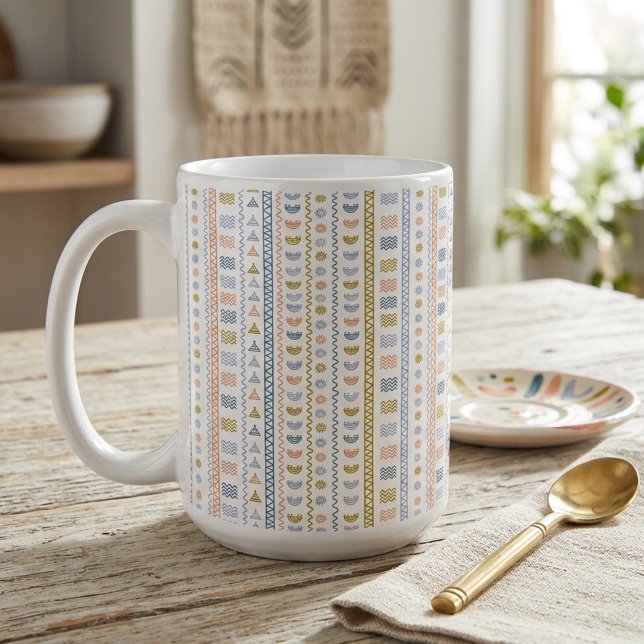 Skandinaviskt Folkpattern Dekorativt Kaffemugg (Skapare uppladdad)