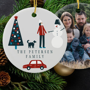 Skandinaviskt foto från den vackra familjen Julgra Julgransprydnad Keramik