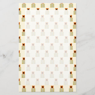 Skandinaviskt inspierat Orange, Blommönster Brevpapper