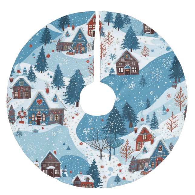 Skandinaviskt inspirerad julby  julgransmatta borstad polyester (Framsidan)