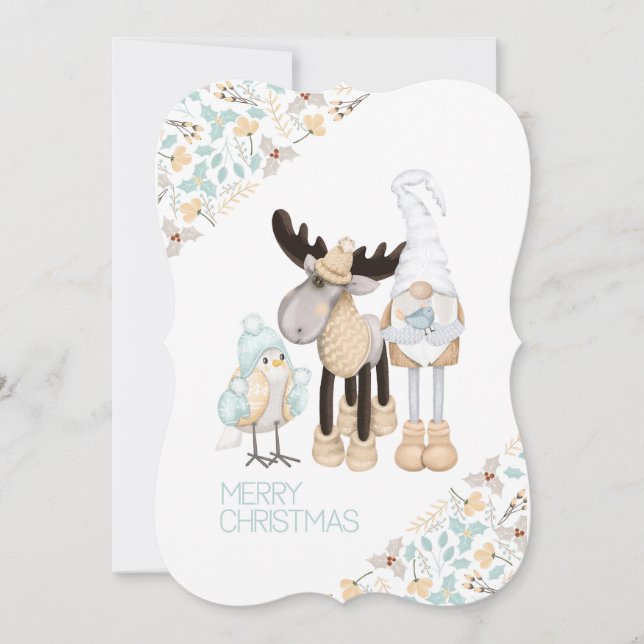 Skandinaviskt inspirerade Julafton kort. Hygge red (Framsida)