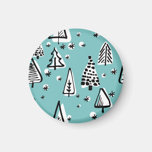 Skandinaviskt Julgranar: vintage. Magnet (Framsidan)
