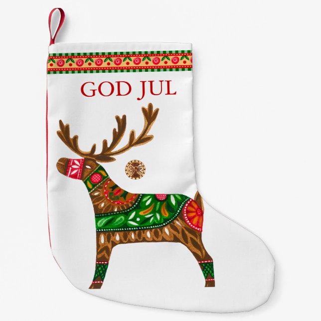 Skandinaviskt julhus liten julstrumpa (Framsidan)
