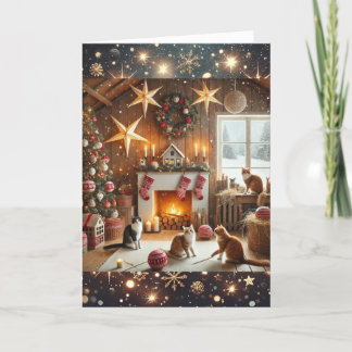 Skandinaviskt julkort med katter tack kort