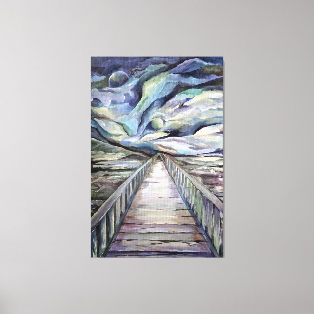 Skandinaviskt Kall Vinternatt, fullmåne Canvastryck (Framsida)