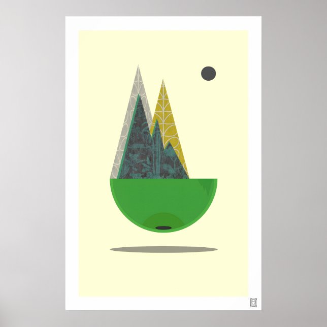 Skandinaviskt landskapsmotiv konsttryck abstrakt m poster (Framsidan)