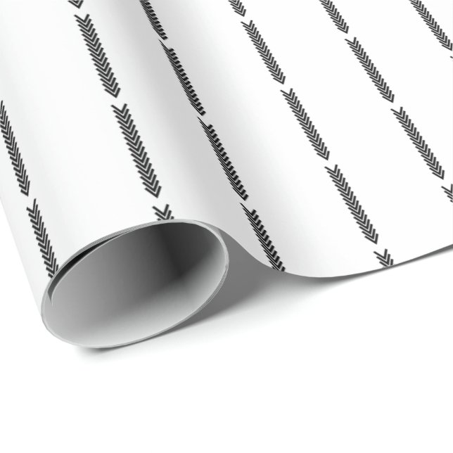 Skandinaviskt minimalist svartvitt presentpapper (Rullad Hörn)