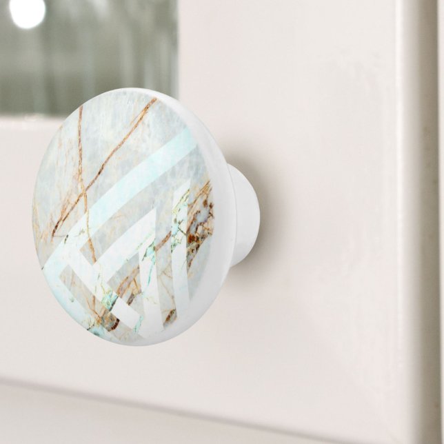 Skandinaviskt minimalistiskt marmor för geometrisk knopp (Scandinavian Minimalist Geometric Beige Marble Ceramic Knob)