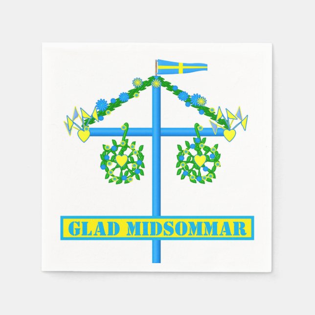 skandinaviskt mönster,Personlig Glad midsommar Pappersservett (Framsidan)
