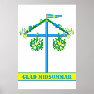 skandinaviskt mönster,Personlig Glad midsommar Poster