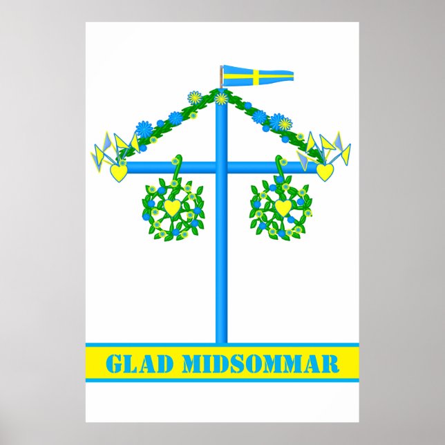 skandinaviskt mönster,Personlig Glad midsommar Poster (Framsidan)