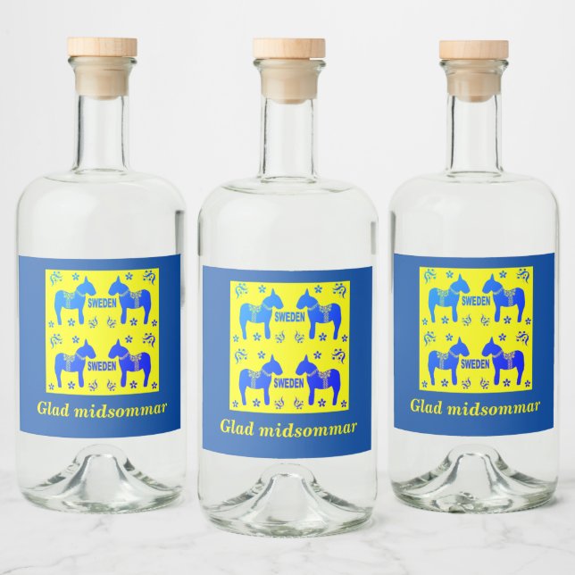 skandinaviskt mönster,Personlig Glad midsommar Spritflaskor Etikett (Flaskor)