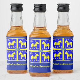 skandinaviskt mönster,Personlig Glad midsommar Spritflaskor Etikett