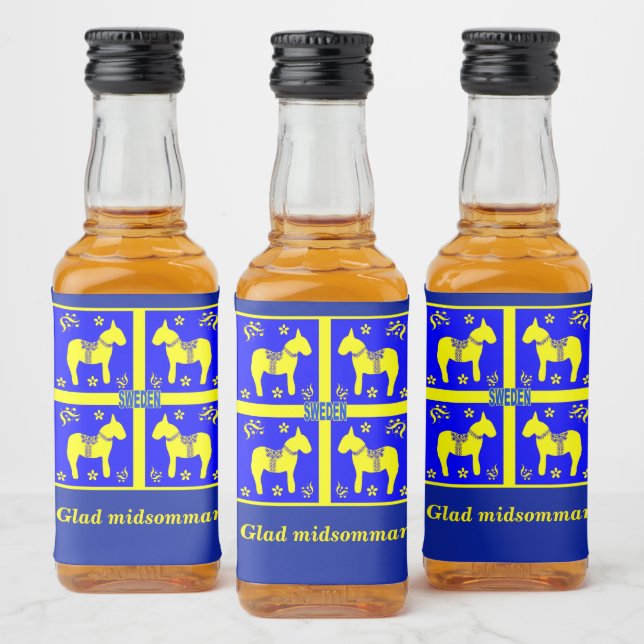 skandinaviskt mönster,Personlig Glad midsommar Spritflaskor Etikett (Flaskor)