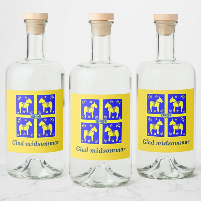 skandinaviskt mönster,Personlig Glad midsommar Spritflaskor Etikett (Flaskor)