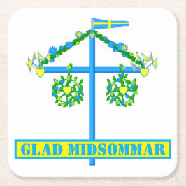 skandinaviskt mönster,Personlig Glad midsommar Underlägg Papper Kvadrat
