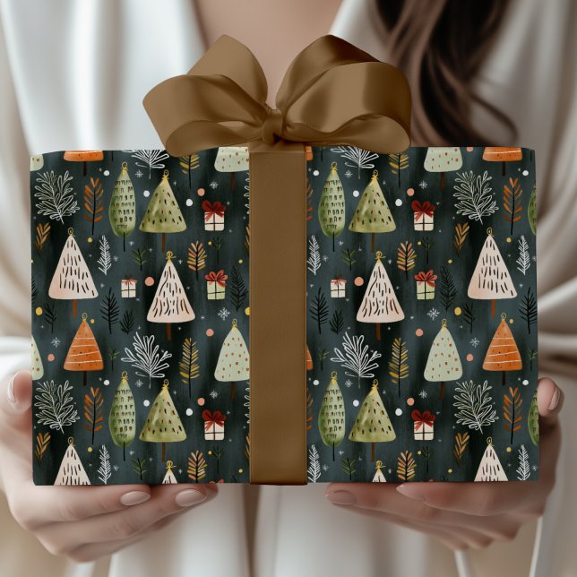 Skandinaviskt nordiskt julgranmönster  presentpapper (Skapare uppladdad)