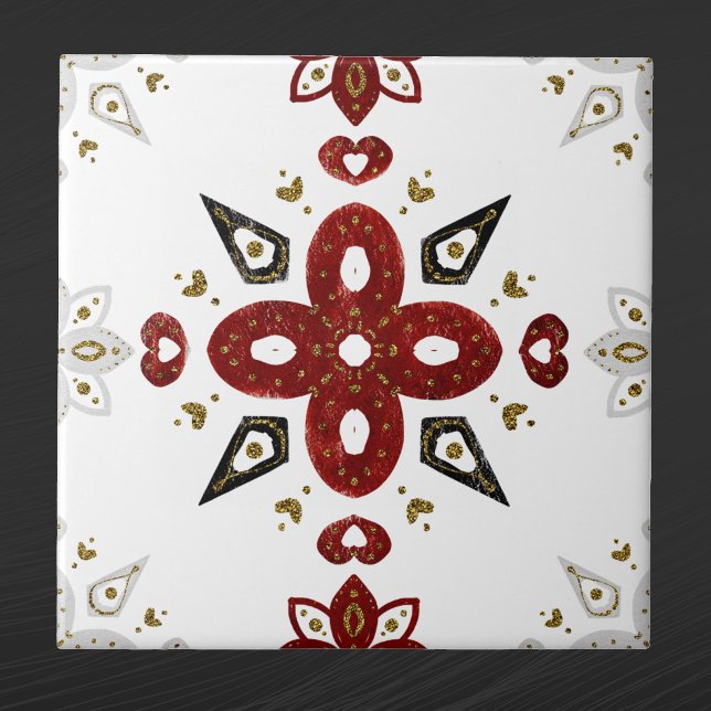 Skandinaviskt rödblått Guld Nordiskt grafik Kakelplatta (Skapare uppladdad)