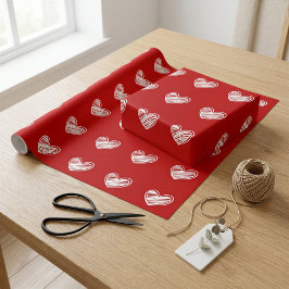 Skandinaviskt Rött Hjärtapapper Presentförpackning Presentpapper