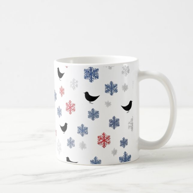 Skandinaviskt snöfall - minimalistiskt rött, vitt kaffemugg (Höger)