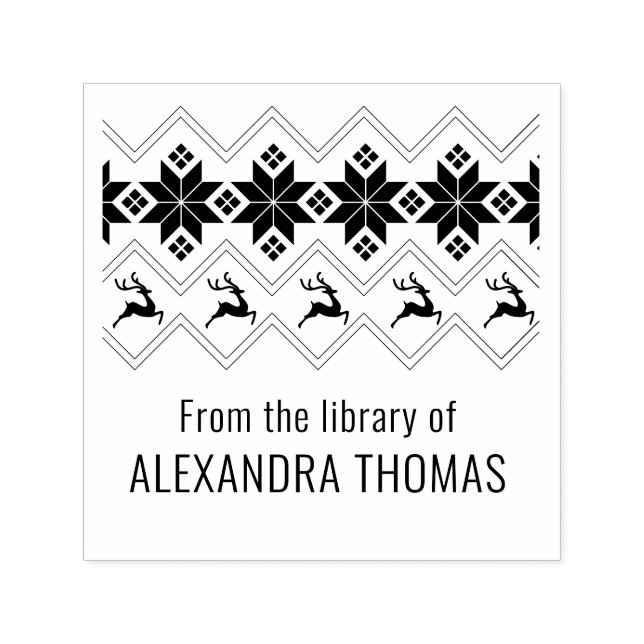 Skandinaviskt sötare Mönster "Från Bibliotek av" Självfärgande Stämpel (Design)