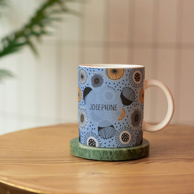 Skandinaviskt Stil-Blommönster Anpassat Kaffemugg (Skapare uppladdad)