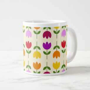 Skandinaviskt Stil färgat på Crm Flower Mönster Jumbo Mugg