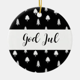 Skandinaviskt Svart Mönster God Jul Jul Julgransprydnad Keramik