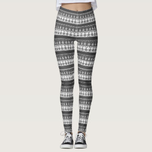 Skandinaviskt svart och vitt vinterornament leggings