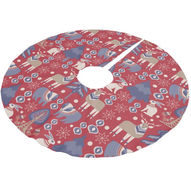 Skandinaviskt trädland Vinterjul-Hjort Julgransmatta Borstad Polyester (Vinklad)